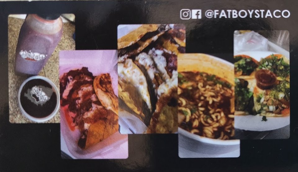 Taco restaurant menu with dessert choices.