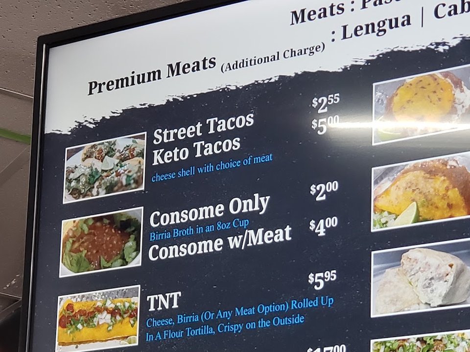 Printed menu for lunch and dinner orders.